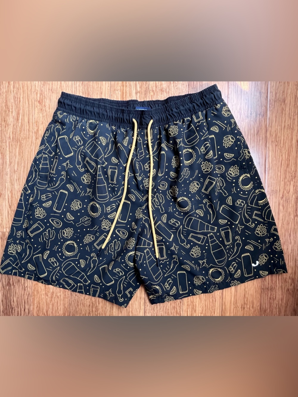 Modelo Cerveza Beer Logo Black Lined Adjustable Swimming Trunks Mens Size XL